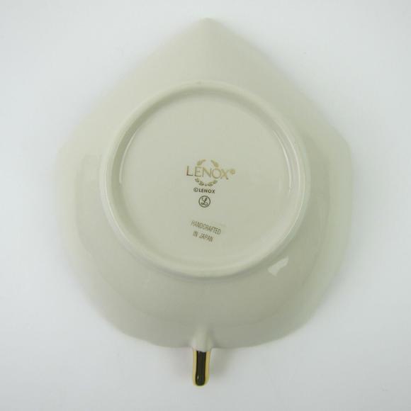 Lenox Leaf Candy Nut Dish Ivory with Gold Trim Handcrafted in Japan - Picture 3 of 14